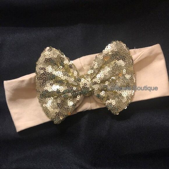 Unbranded Other - Gold on Gold Glitter Big Bow Headband GGGHB